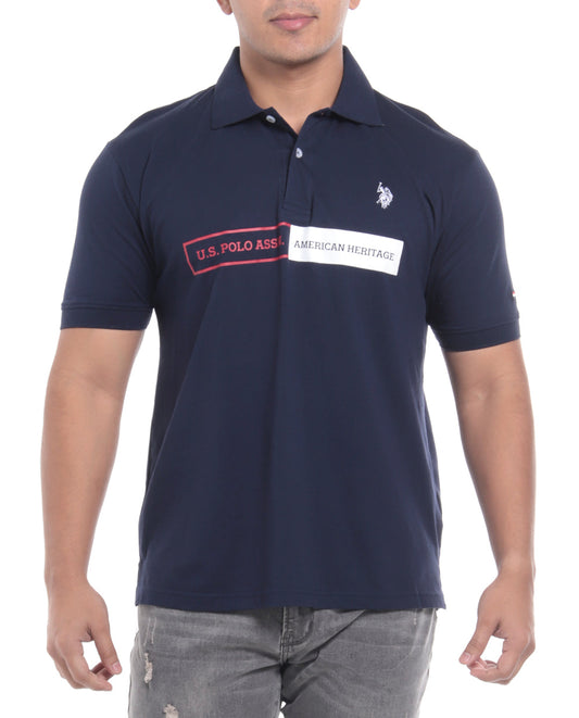 Polo Fashion con logo y cuadro con rayas al frente