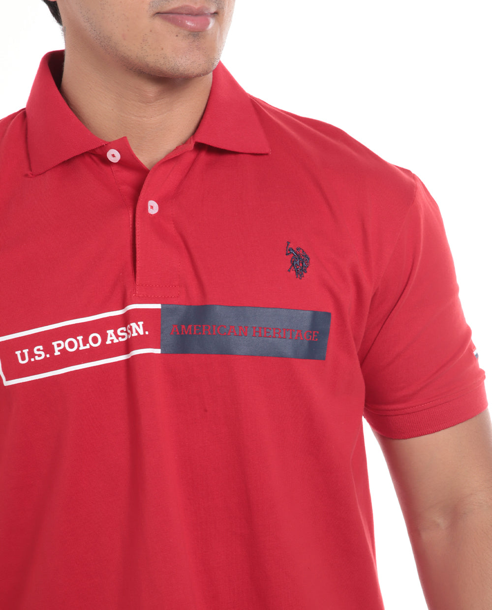 Polo Fashion con logo y cuadro con rayas al frente